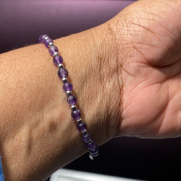 New 925 Sterling Silver Amethyst Bracelet - Picture 4 of 6
